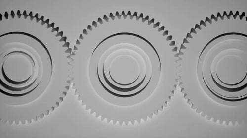 Abstract White Gears and Cogs, Industrial Minimalism Concept