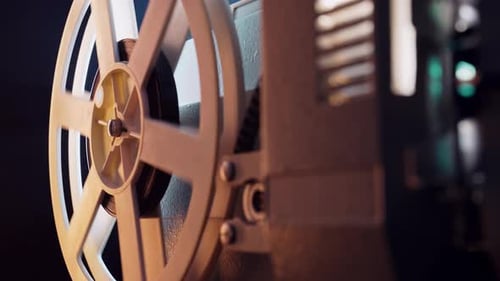 Film Projector Reel Spinning Vintage Technology