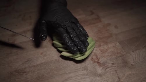 Process of Peeling and Cutting Fresh Avocado in Kitchen