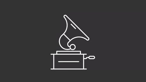 Minimalist Gramophone Line Art Icon Drawing Animation