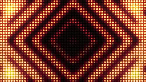 Patrón geométrico pulsante en una enorme pared de luz