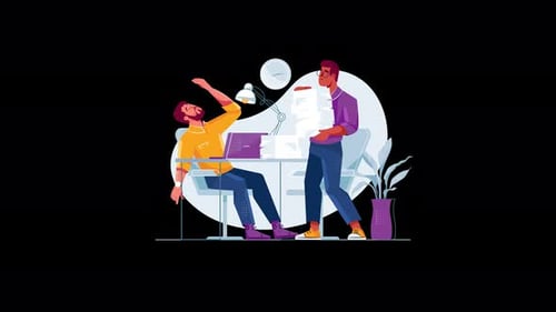 Deux professionnels dans un espace de travail collaboratif avec de la paperasse.