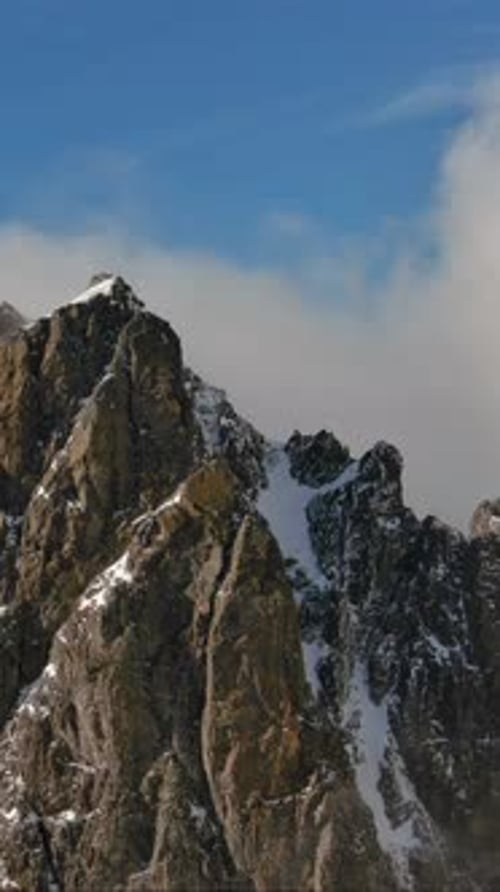 Aerial View Of Snow Capped Mountain Peak. British Columbia, Canada.