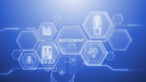 Investment Hand touching,Digital transformation,Science and artificial intelligence,innovation