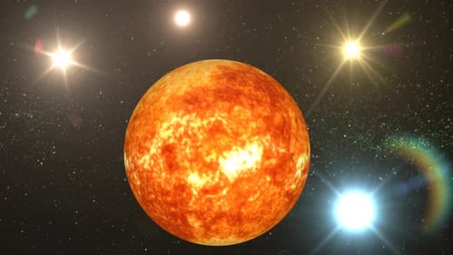 View of the Universe with the Stars and the Sun, Sunlight Shining Brightly on the Planet Sun. 1649