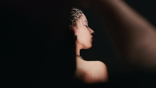 Young Beautiful Biracial Model Posing during Photoshoot in Studio