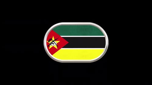 Mozambique Flag 3D Oval Badge Rotation Animation