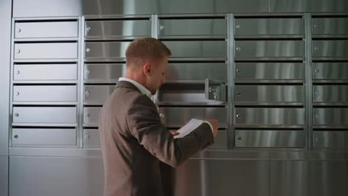 Successful Man Checking Post in Office Building Handsome Guy Looking Letters