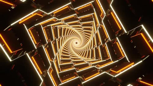 White And Orange Neon Glowing Spiral Chess Type Background Vj Loop In HD