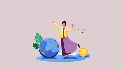 Flat Design Animation of Global Travel and Connectivity