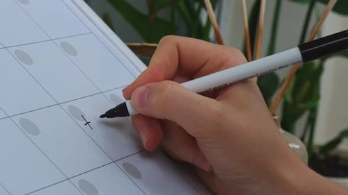 Female Hand Writing Word TAX DUE with Marker on Monthly PLANNER