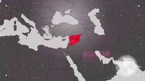 Syria Map Red And Gray With Effects