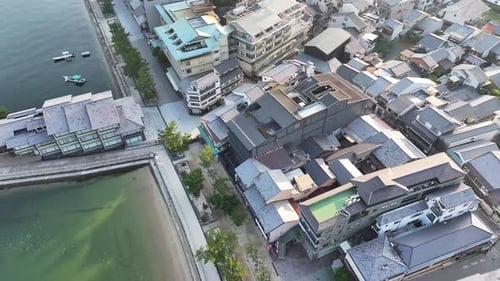Miyajima Island town center + hotels - Hiroshima, Japan