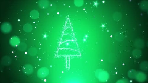 Sparkling Christmas Tree with Falling Snow Animation Loop