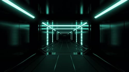 Futuristic Neon Tunnel Flythrough Animation