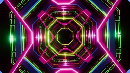 Vibrant Kaleidoscope Patterns for Dynamic VJ Performances at Night Events