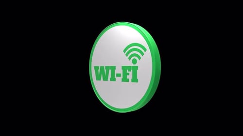 Rotating 3D Wi-Fi Icon Animation with Signal Pulse