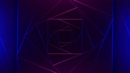 Rotating square spiral with colorful background. Design. Geometric spiral with squares.