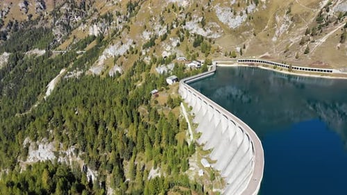 The Fedaia lake dam (Fedaia lake), an artificial lake near Canazei, located at the foot of Marmolada