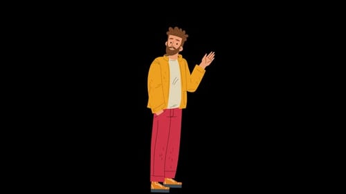 Young Man Greets Alpha Channel