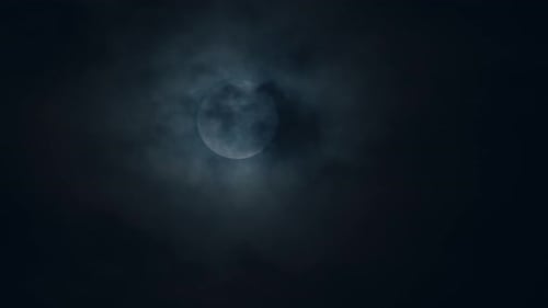 Full Moon with Ethereal Clouds in the Night