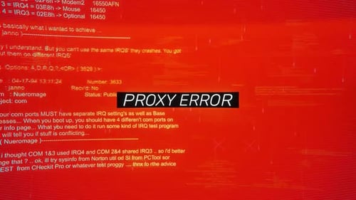Proxyfehler auf dem Bildschirm mit Warnung im Hack-Hintergrund