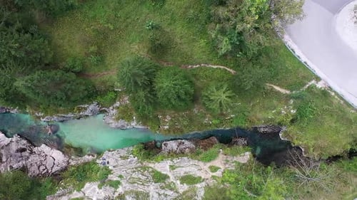 Sideways Drone Rush High Above Rugged Gorge Terrain