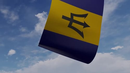 Drone Pulling Barbados Flag