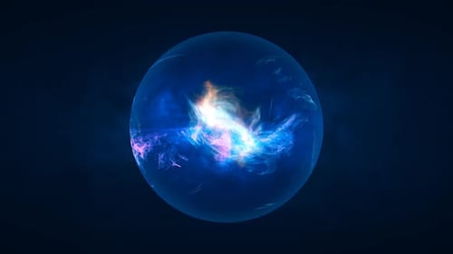 Abstract Glowing Energy Orb with Dynamic Color Shifts Loop