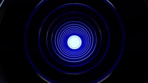 Futuristic Blue Glowing Circle Tunnel Reveal