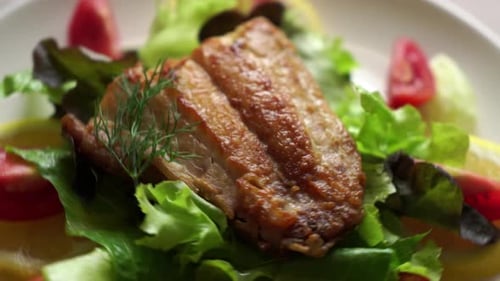 Delicious Fish Salad with Fresh Greens and Tomatoes