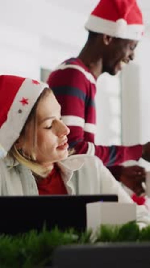 Vertical Video Woman Perturbed By Colleagues in Office