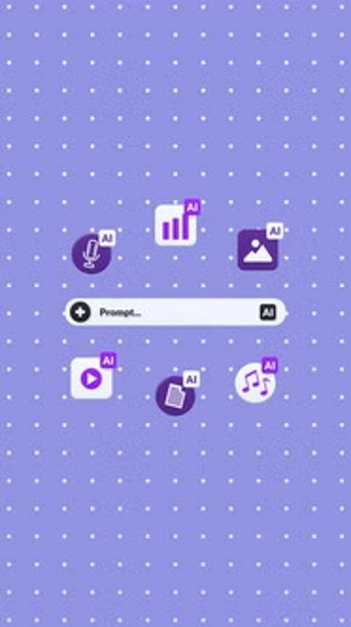 Vertical Animated AI Concept Showcasing Generative Capabilities for Modern Creative Technology.