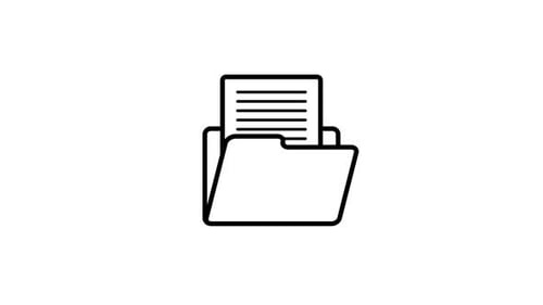Minimal Line Art Folder Icon Opening to Reveal Document