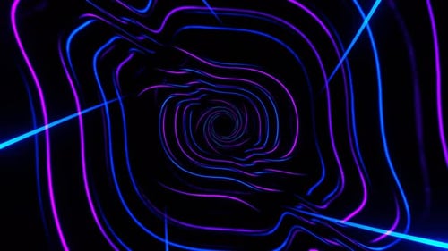 Violetter und blauer neonfarbener Spiralglanz-Hintergrund VJ Loop In 4K