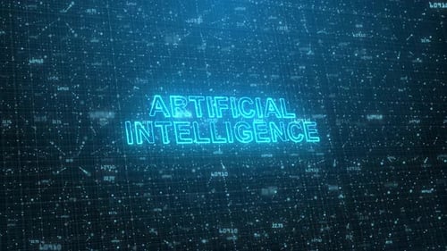 Konzept der künstlichen Intelligenz: Blaues futuristisches Technologienetzwerk auf digitalem Cyberspace-Hintergrund