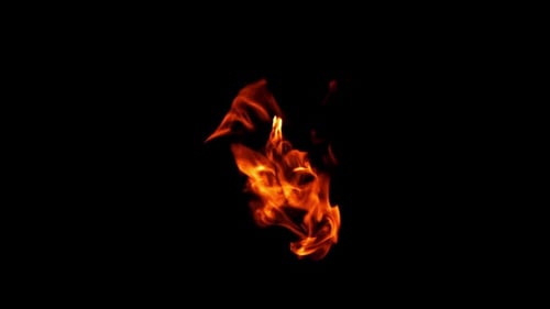Dramatic isolated fire flames burning brightly on black background