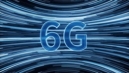 6G Technology Animated Background with High-Speed Blue Light Trails
