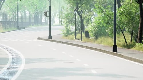 Empty Asphalt Road and Beautiful View of Cityscape on Sunny Day