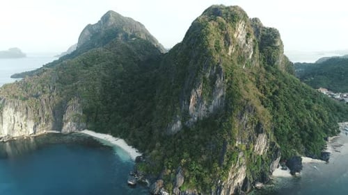 Aerial Drone Shot of High Mountain Covered with Tropical Forest Tropical Landscape Travel Concept