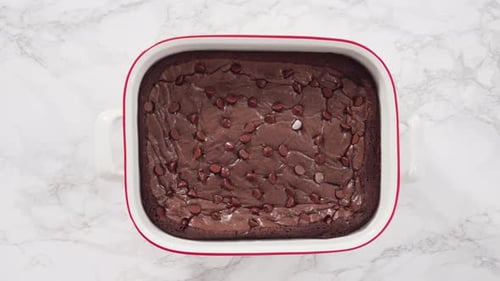 Freshly Baked Chocolate Chip Brownies Cooling on Counter