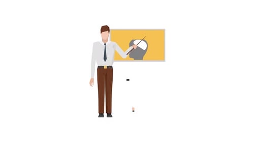 Flat Design Teacher Presenting Online Education Animation