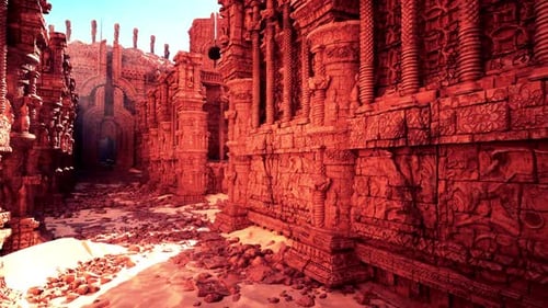 A Detailed View of the Intricate Carvings on the Walls of a Majestic Temple