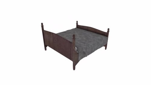 Rotating Modern Wooden Bed 3D Render Loop