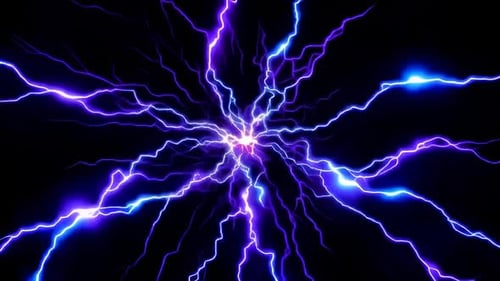 Violettes und blaues abstraktes Mot mit elektrischer Entladungsenergie
