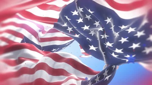 Patriotic American Flag Portal with Falling Stars