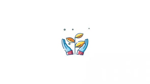 Animated Icon of Hands Nurturing a Growing Plant