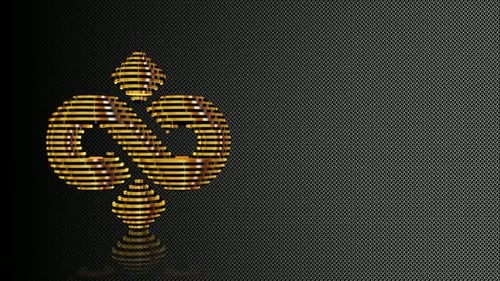 Background with Black and Gold Figure, Shape, Unique Design, Reflection, Exclusive, 3D Render