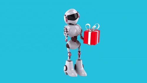 Lustiger 3D-Cartoon-Roboter, der spricht (mit Alphakanal)