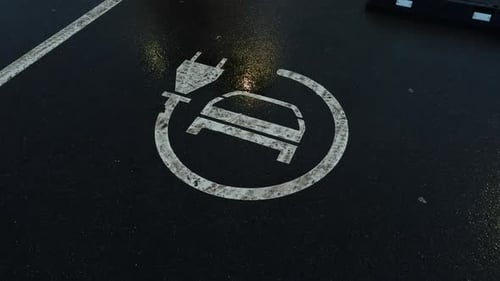 Electric Vehicle Charging Station Parking Sign Close Up